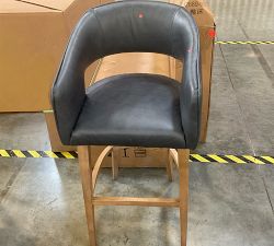 Open Box: Baldwin Leather Open Back Swivel Bar Stool (31") - Statesville Indigo, Seadrift