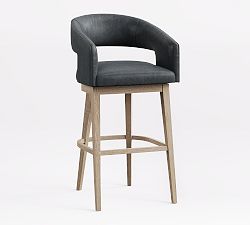Open Box: Baldwin Leather Open Back Swivel Bar Stool (31") - Statesville Indigo, Seadrift