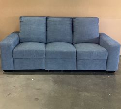Open Box: Big Sur Square Arm Motion Upholstered Power Sofa (90") - Performance Heathered Tweed Indigo