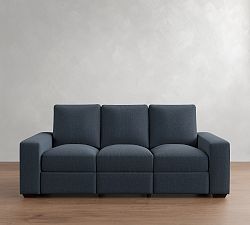 Open Box: Big Sur Square Arm Motion Upholstered Power Sofa (90") - Performance Heathered Tweed Indigo