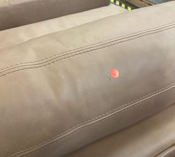 Open Box: Carmel Square Arm Leather Armless Sofa with Bench Cushion and Wood Base (76") - Churchfield Taupe