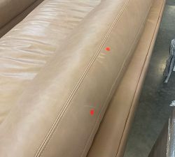 Open Box: Carmel Square Arm Leather Armless Sofa with Bench Cushion and Wood Base (76") - Churchfield Taupe