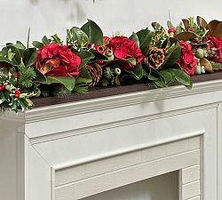 Open Box: Handcrafted Faux Hydrangea Holiday Garland (60") - Red/Green