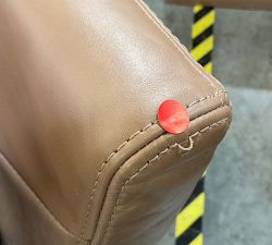 Open Box: James Roll Arm Leather Tall Manual Recliner (41.5") - Churchfield Taupe, Dark Walnut