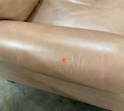 Open Box: James Roll Arm Leather Tall Manual Recliner (41.5") - Churchfield Taupe, Dark Walnut