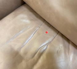 Open Box: James Roll Arm Leather Tall Manual Recliner (41.5") - Churchfield Taupe, Dark Walnut