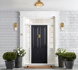 Cooper Outdoor Ribbed Glass Round Flush Mount (12")