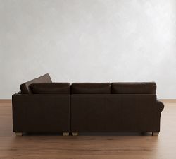 PB Comfort Modern Roll Arm Leather 3-Piece L-Shaped Sectional (108")