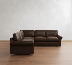 PB Comfort Modern Roll Arm Leather 3-Piece L-Shaped Sectional (108")