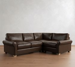 PB Comfort Modern Roll Arm Leather 3-Piece Sectional (108")
