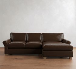 PB Comfort Modern Roll Arm Leather Chaise Sectional (105"&ndash;131")