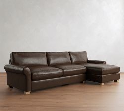 PB Comfort Modern Roll Arm Leather Chaise Sectional (105"&ndash;131")