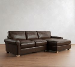 PB Comfort Modern Roll Arm Leather Chaise Sectional (105"&ndash;131")