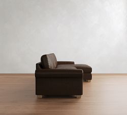 PB Comfort Modern Roll Arm Leather Chaise Sectional (105"&ndash;131")