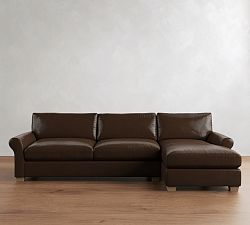 PB Comfort Modern Roll Arm Leather Chaise Sectional (105"&ndash;131")