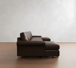 PB Comfort Modern Roll Arm Leather Double Chaise Sectional (135"&ndash;170")