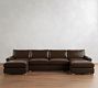 PB Comfort Modern Roll Arm Leather Double Chaise Sectional (135"&ndash;170")