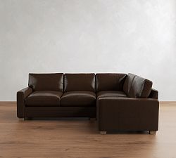 PB Comfort Modern Square Arm Leather 3-Piece Sectional (106")
