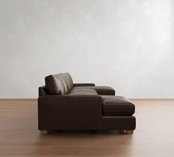 PB Comfort Modern Square Arm Leather Double Chaise Sectional (129"&ndash;164")