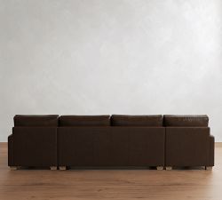 PB Comfort Modern Square Arm Leather Double Chaise Sectional (129"&ndash;164")