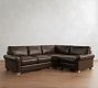 PB Comfort Modern Roll Arm Leather 3-Piece Wedge Sectional (117")