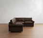 PB Comfort Modern Roll Arm Leather 3-Piece Wedge Sectional (117")