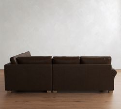 PB Comfort Modern Roll Arm Leather 3-Piece Wedge Sectional (117")