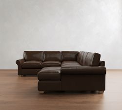 PB Comfort Modern Roll Arm Leather 4-Piece Chaise Sectional (137")