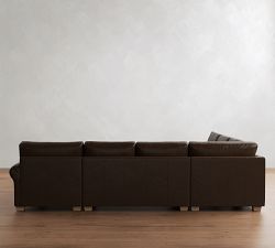 PB Comfort Modern Roll Arm Leather 4-Piece Chaise Sectional (137")