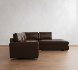 PB Comfort Modern Square Arm Leather 3-Piece Bumper Sectional (106")