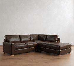PB Comfort Modern Square Arm Leather 3-Piece Bumper Sectional (106")