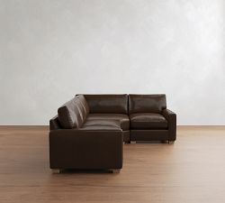 PB Comfort Modern Square Arm Leather 3-Piece Wedge Sectional (115")