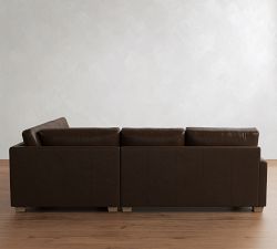 PB Comfort Modern Square Arm Leather 3-Piece Wedge Sectional (115")