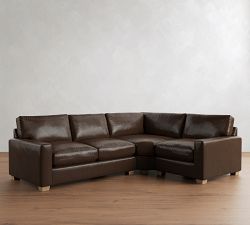 PB Comfort Modern Square Arm Leather 3-Piece Wedge Sectional (115")