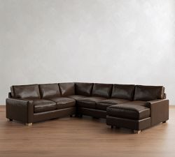 PB Comfort Modern Square Arm Leather 4-Piece Chaise Sectional (134")