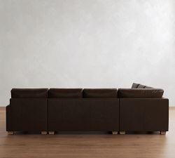 PB Comfort Modern Square Arm Leather 4-Piece Chaise Sectional (134")