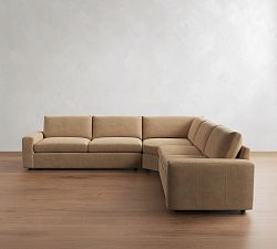 Sierra Leather 3-Piece L-Shaped Wedge Sleeper Sectional (139")