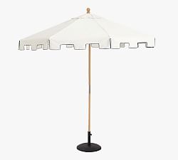 9' Round Outdoor Capri Patio Umbrella &ndash; Teak Tilt Frame​