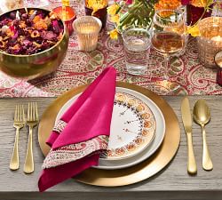 Diwali Gold Pattern Stoneware Salad Plates - Set of 4