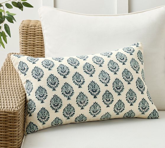 Haylen Block Print Lumbar Outdoor Pillow
