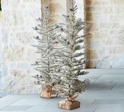 Lit Faux Snowy Pine Trees