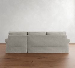 PB Comfort Roll Arm Slipcovered Chaise Sleeper Sectional (112")