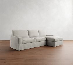 PB Comfort Square Arm Slipcovered Chaise Sleeper Sectional (108")