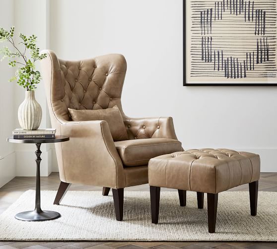 Champlain Tufted Square Arm Leather Chair by Pottery Barn