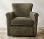 Irving Roll Arm Leather Swivel Chair