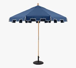 9' Round Outdoor Capri Patio Umbrella &ndash; Teak Tilt Frame​