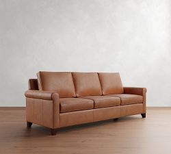 Cameron Roll Arm Leather Sofa (66"&ndash;100")