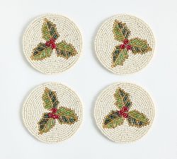 Holly Icon Beaded Coasters - Set of 4