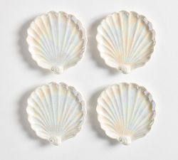 Pearlescent Shell Stoneware Coasters - Set of 4