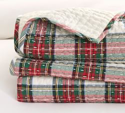 Pick-Stitch Stewart Plaid Cotton Linen Quilt